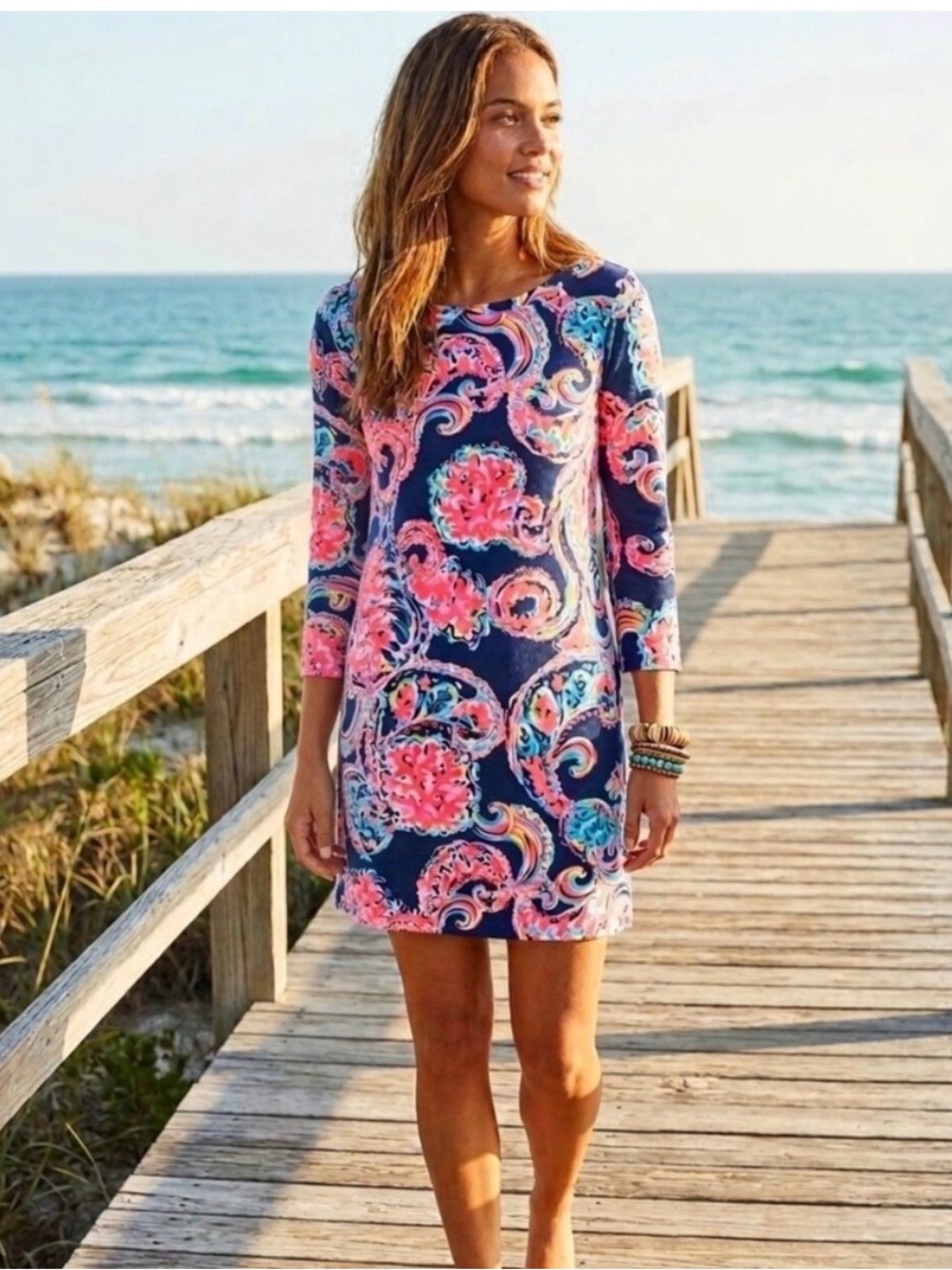 Lilly Pulitzer Linden Shift Dress in “Pop Up for Halibut” print, Medium